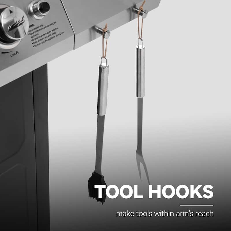 Royal Gourmet SG4003B 4-Burner BBQ Propane Gas Grill with Stainless Steel Upper Lid, Black & Silver