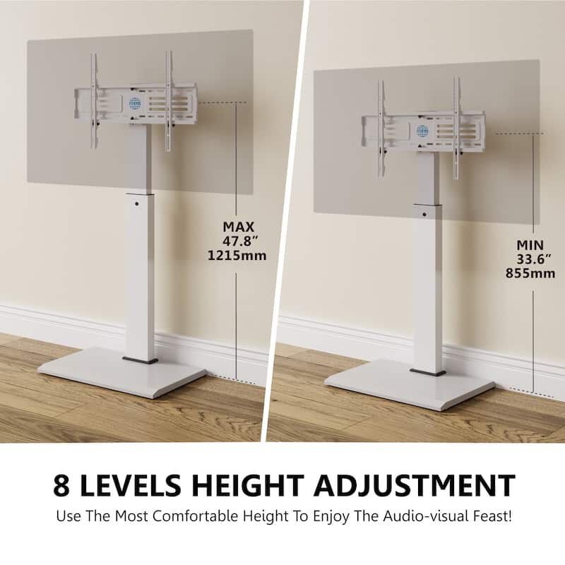 FITUEYES Iron Base Universal Floor TV Stands for 32-75 Inch TVs,White