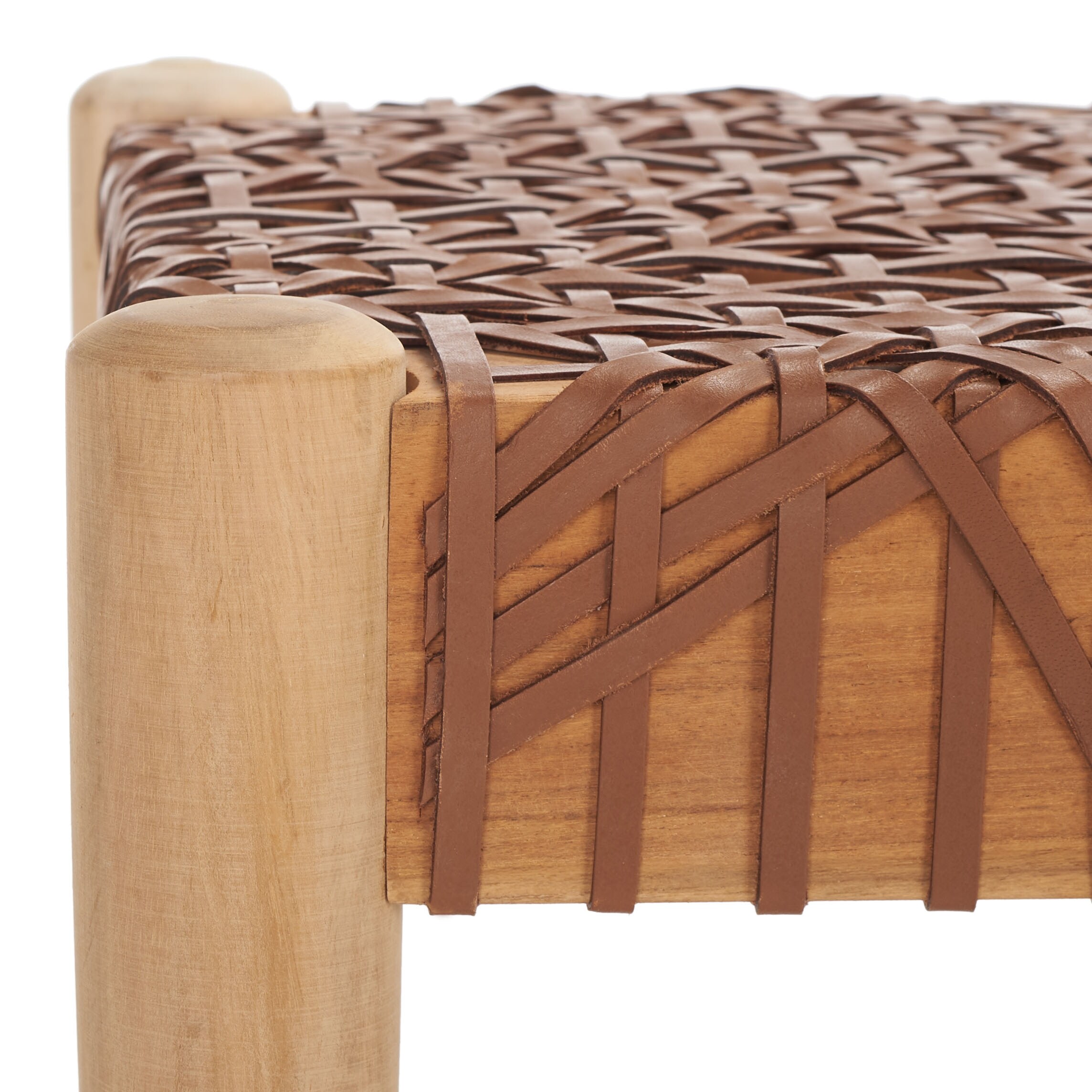 SAFAVIEH Bandelier Wood and Leather Bench. 47