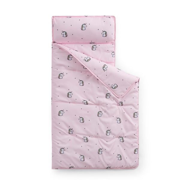slide 2 of 6, Unicorn Nap Mat/Slumber Bag with Blanket & Removable Pillow, 20"x50"