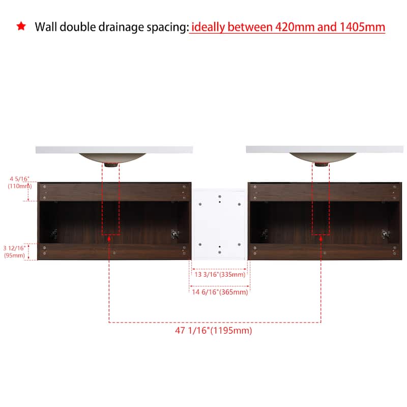 Bathroom Vanity With Sink In 24/36/48/60/72/84 Inch, Floating Bathroom Vanity With Soft Close Door and Shelf