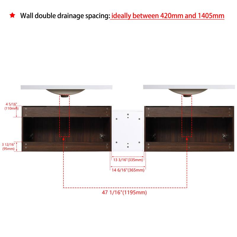 Beingnext 24"/36"/48"/60"/72"/84" Bathroom Vanity with Sink, Floating Bathroom Vanity with Soft Close Door and Shelf