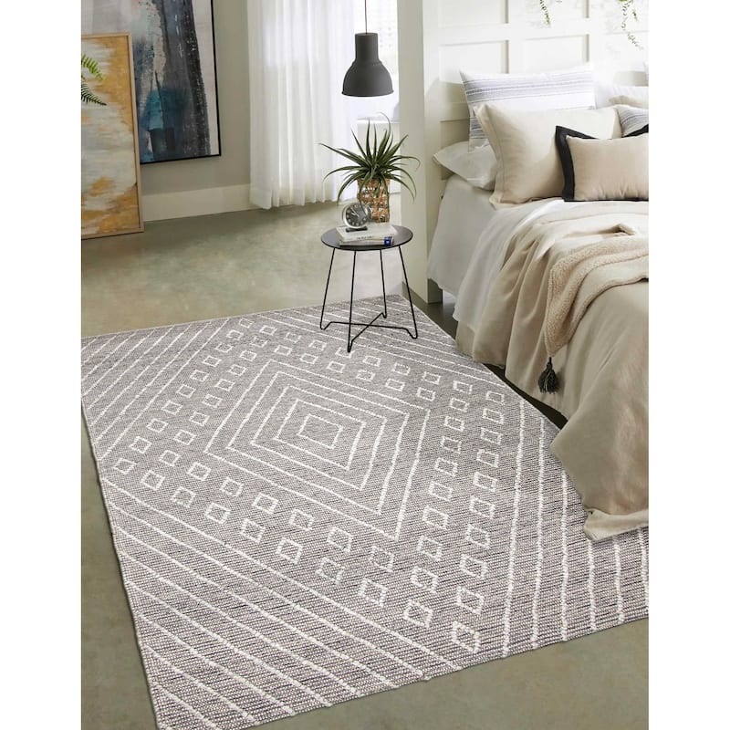 ECARPETGALLERY Braid weave Sienna Grey Wool Rug - 6'1 x 9'0