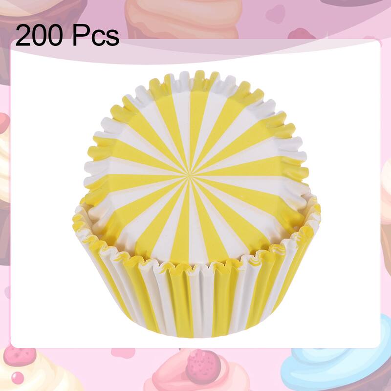 200 Count Cupcake Liners Stripe Cupcake Muffins Liners Paper Baking Cups