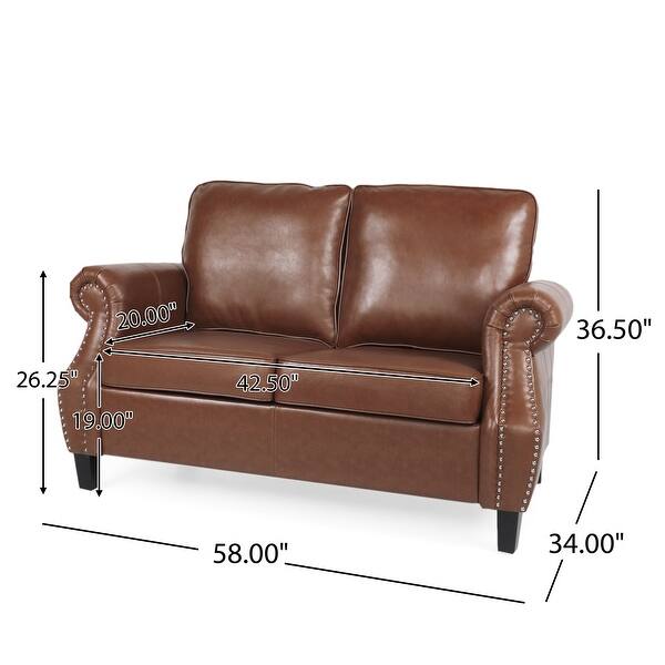 Lawton Faux Leather Loveseat with Nailhead Trim by Christopher Knight