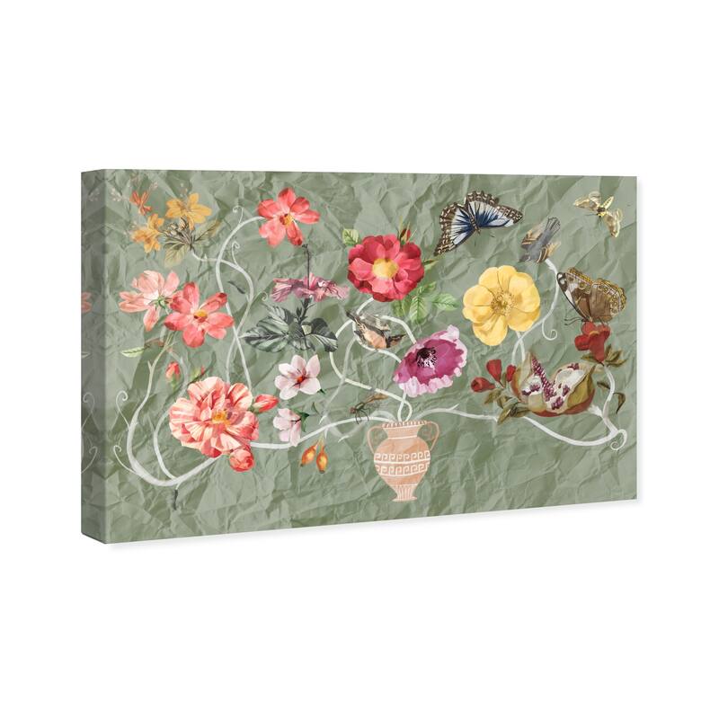 Wynwood Studio Canvas Floral and Botanical Magic Lamp Vase Gray and Pastel Orange Farmhouse Wall Art Canvas Print
