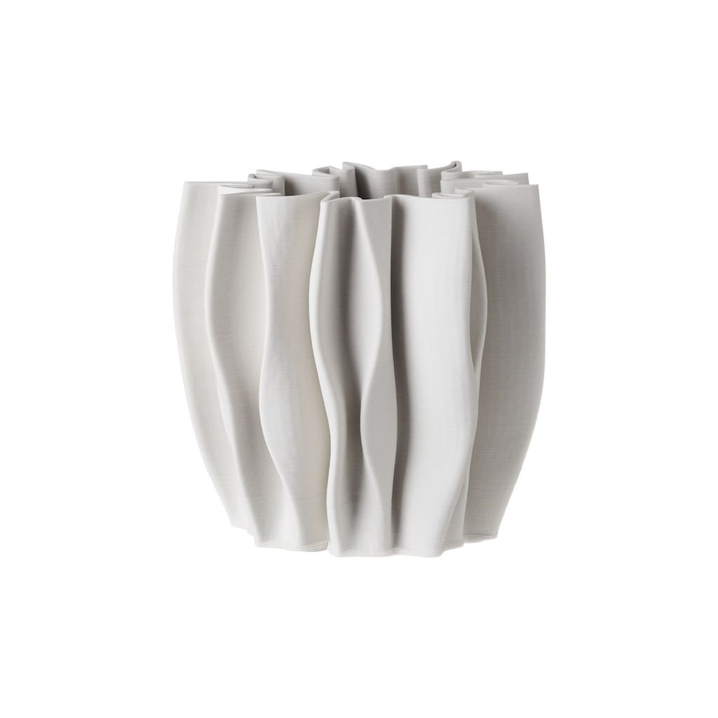 Ceramic Ribbed Column Vase - 9" - White