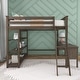 preview thumbnail 8 of 16, Full-Size High Loft Bed With Bookcase and Desk