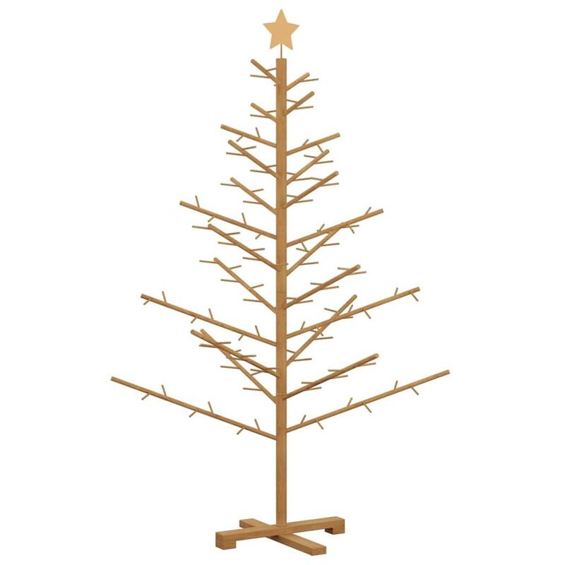 vidaXL Wooden Christmas Tree with Stand Natural/Brown Solid pine wood