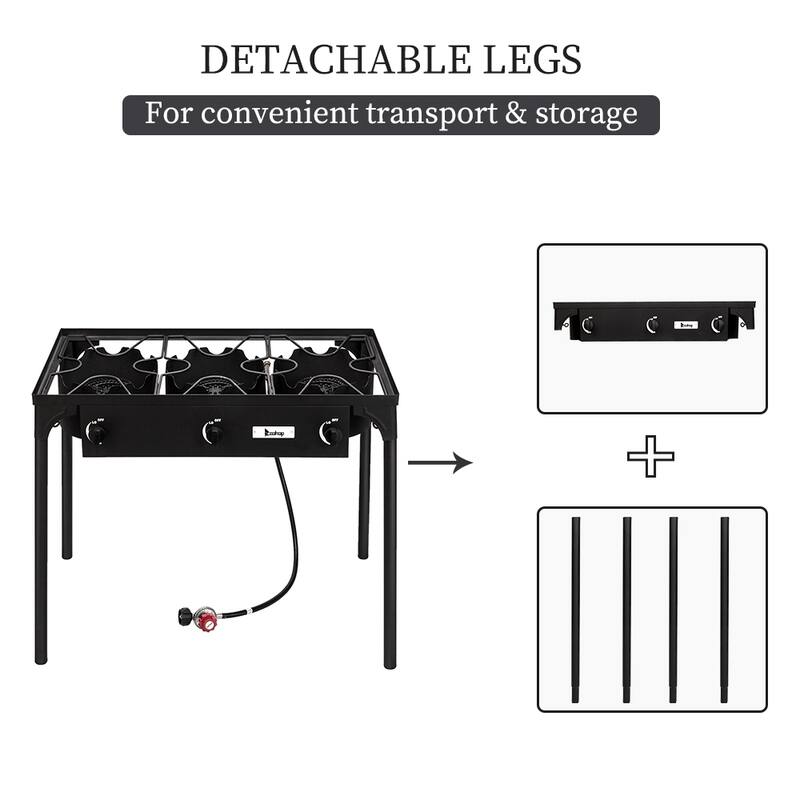 Three Portable Cast Iron Patio Cooking Burner