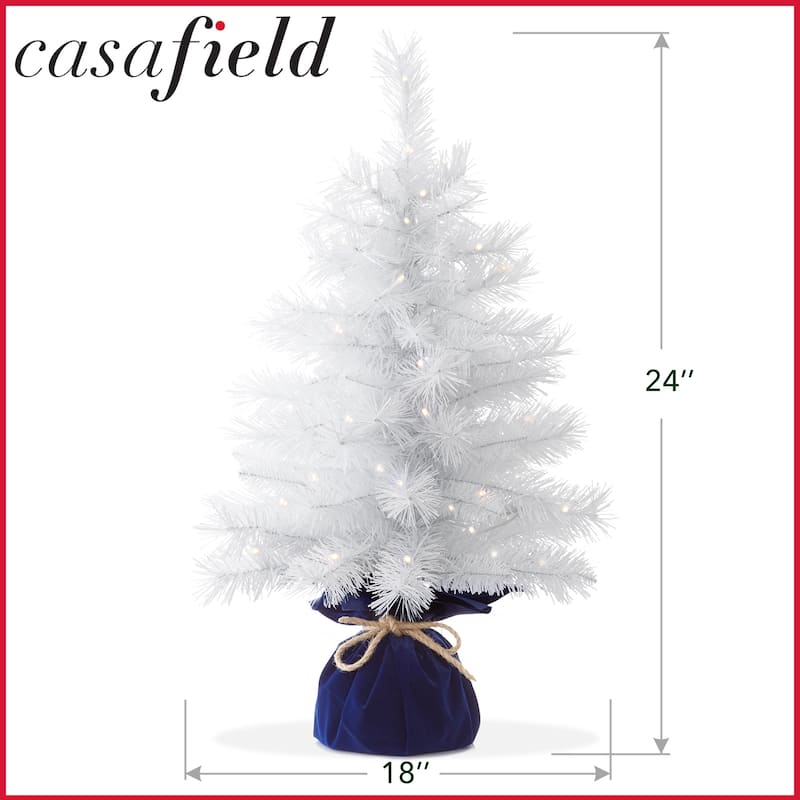2ft PreLit Artificial Mini Tabletop Christmas Tree with Cloth Base