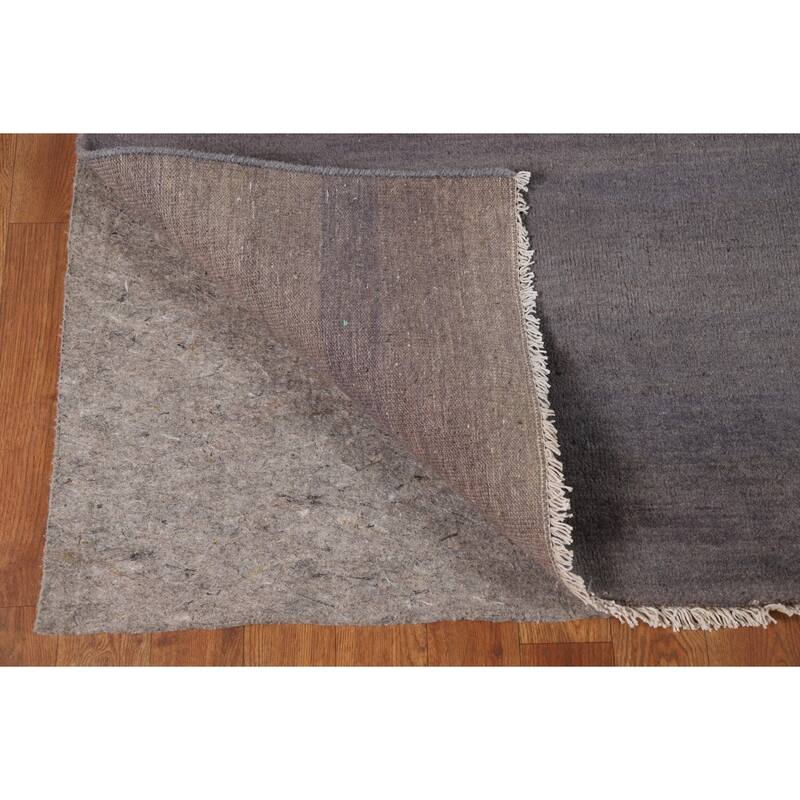 Striped Gray Blue Gabbeh Modern Area Rug Hand-Knotted Wool Carpet - 5'5"x 8'1"