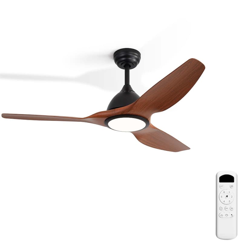 52" Modern Smart Ceiling Fan with Dimmable 3-Color LED Light - Matte Black