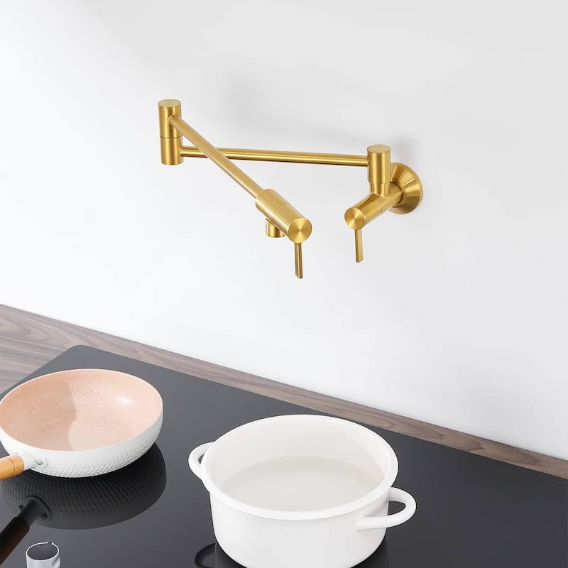 Luxier KTS27 Contemporary Wall-Mounted Pot Filler with 2 Handles