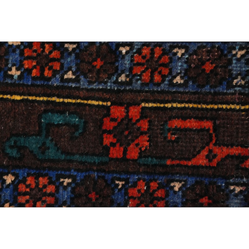 Hand Knotted Oriental 100% Wool Carpet Traditional Geometric Oranges & Rust Heriz Runner Rug - 14' 9'' X 3' 0''