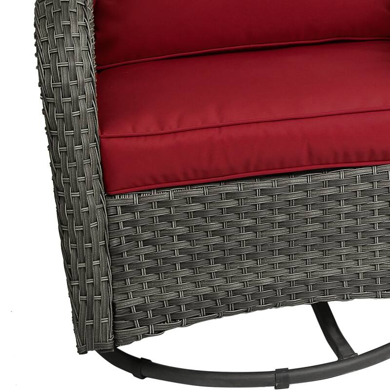 Outdoor Rattan Swivel Rocker Chairs Patio Bistro Set of 3