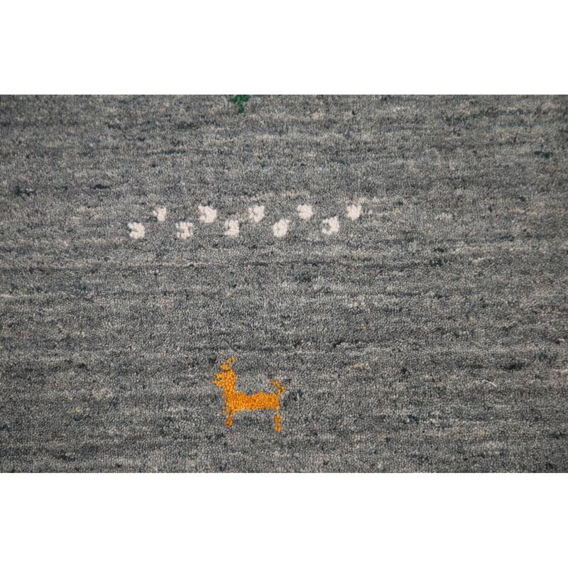 Silver Gray Gabbeh Living Room Area Rug Hand-Knotted Wool Carpet - 8'0"x 9'11"