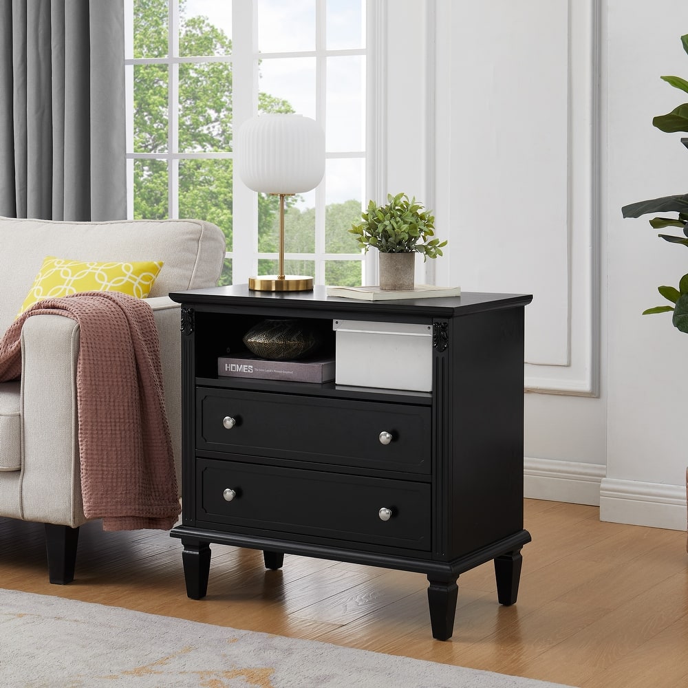 Nightstand with Charging Station, Coffee Table with USB Ports and Outlets, Couch Side Table with 2 Drawers and Shelf