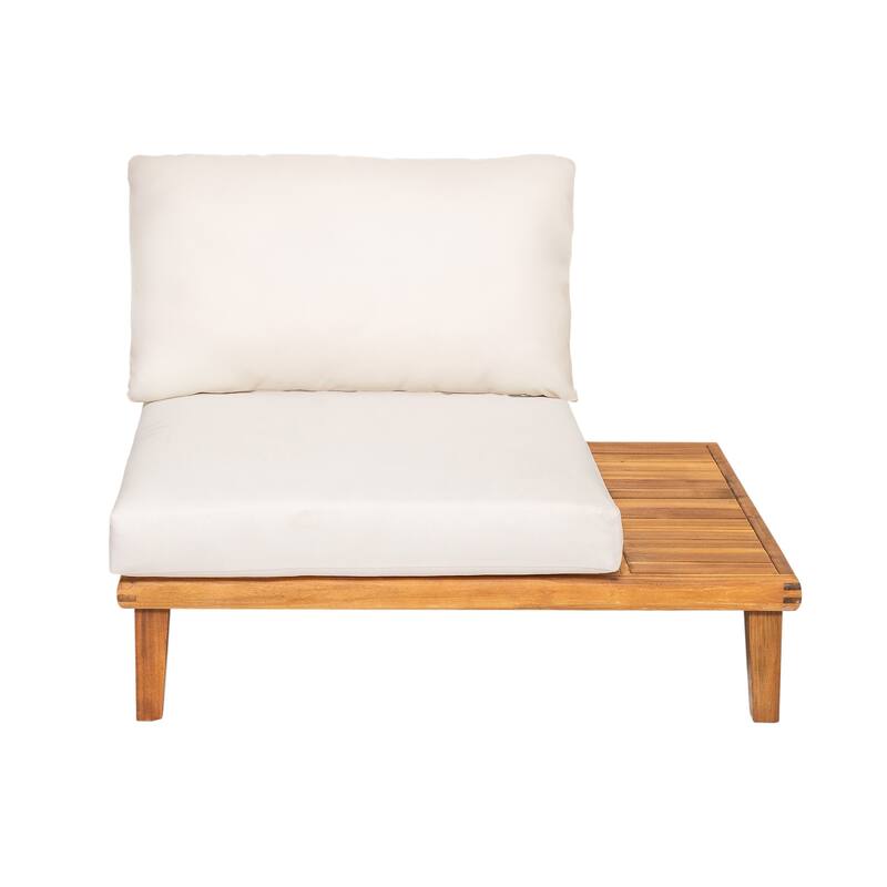 Christopher Knight Home - Laguna Outdoor Solid Acacia Wood 5-Piece Modular Sectional Sofa Set with Coffee Table and Cushions