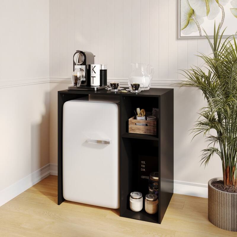 Space-Saving Mini Fridge Organizer Shelf with Cubby Storage - Black