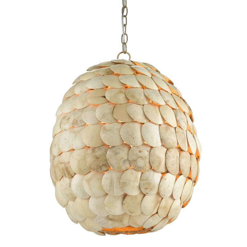 Currey & Company Buko Coco Cream Pendant - 24.5"h x 20"dia