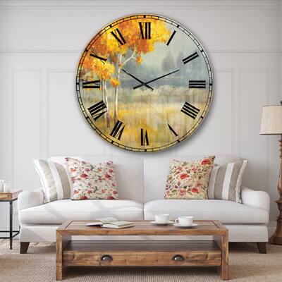 Designart 'Autumn Landscape' Farmhouse Oversized Wall CLock