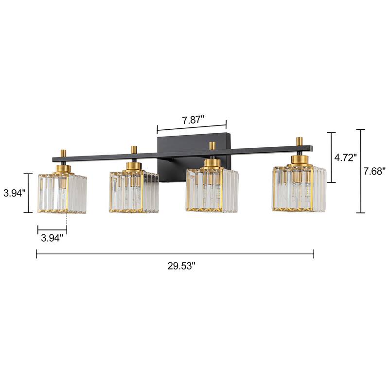 Modern Dimmable Glam Crystal Black Gold Bathroom Vanity Lights
