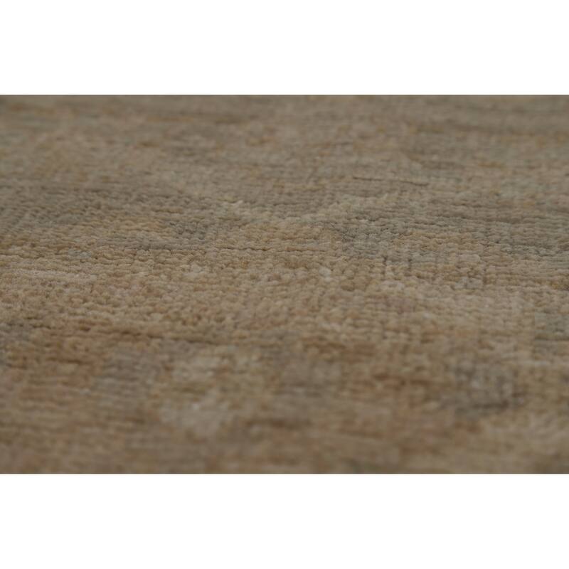 Grey Vegetable Dye Oushak Turkish Runner Rug Handmade Wool Carpet - 2'10" x 9'8"