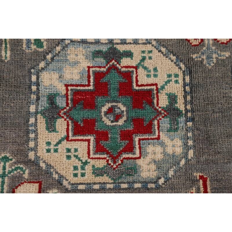 All-Over Gray Kazak Oriental Area Rug Handmade Living Room Wool Carpet - 6'8" x 9'8"