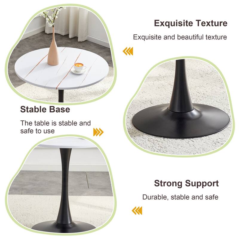 Kitchen Table with Thickened Tabletop, Round Tulip Dining Table, Bistro Table Circle Table Coffee Table