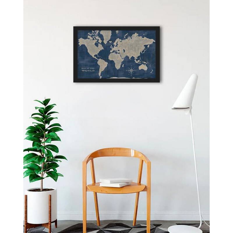 World Map Collage Deep Framed Poster - 24 x 32 Inch - Black