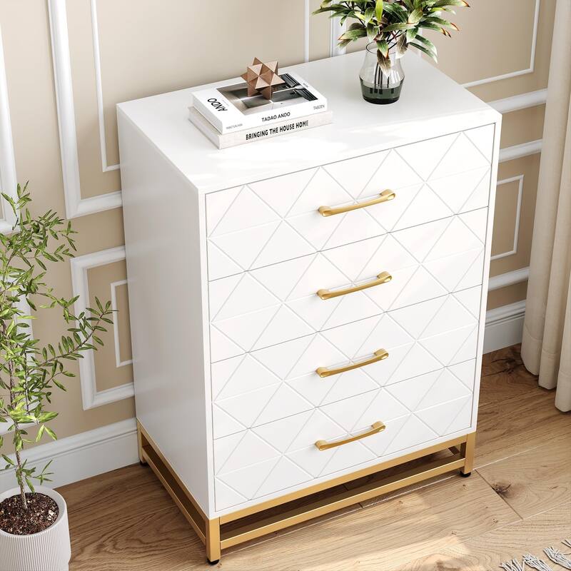 3/4 Drawer Wood Dresser for Bedroom, Modern Storage Chest for Closet