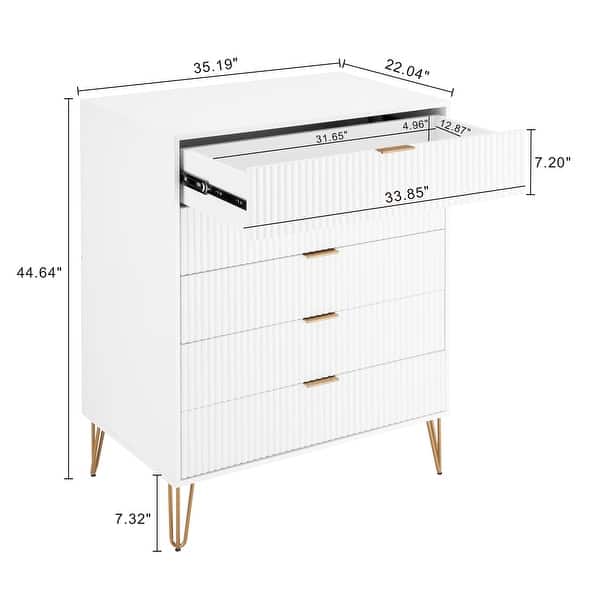 dimension image slide 0 of 7, Manhattan Comfort Dumbo Modern 5-Drawer Tall Dresser.