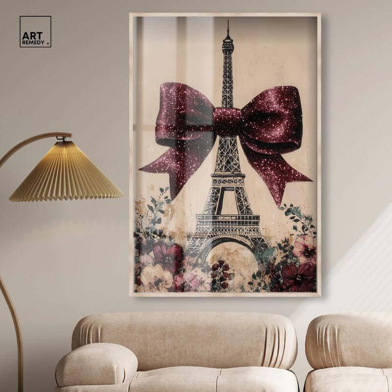 Sparkling Bow Eiffel Tower Shadowbox by Art Remedy