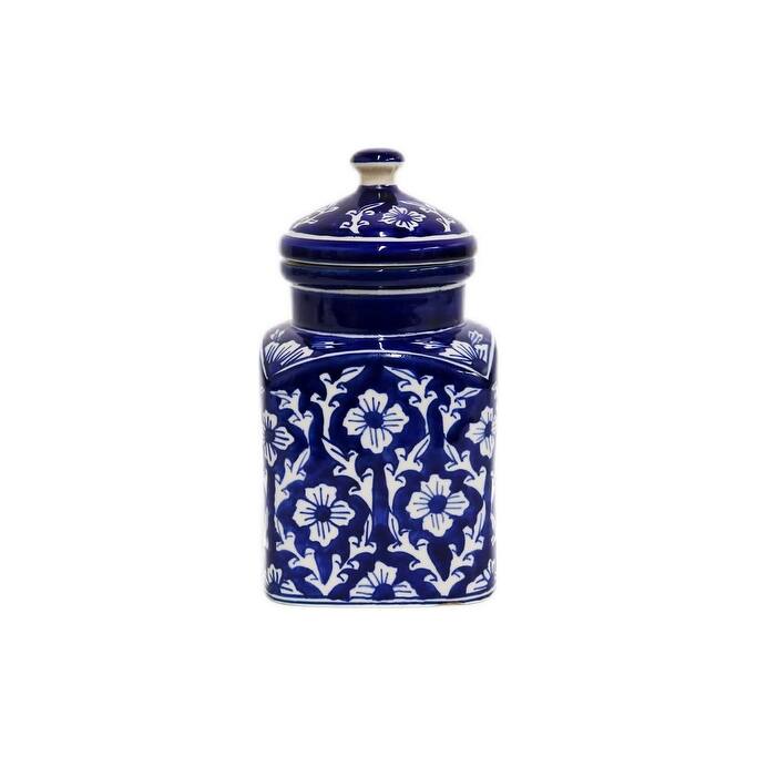 Home&Manor Ceramic Blue/White Jar