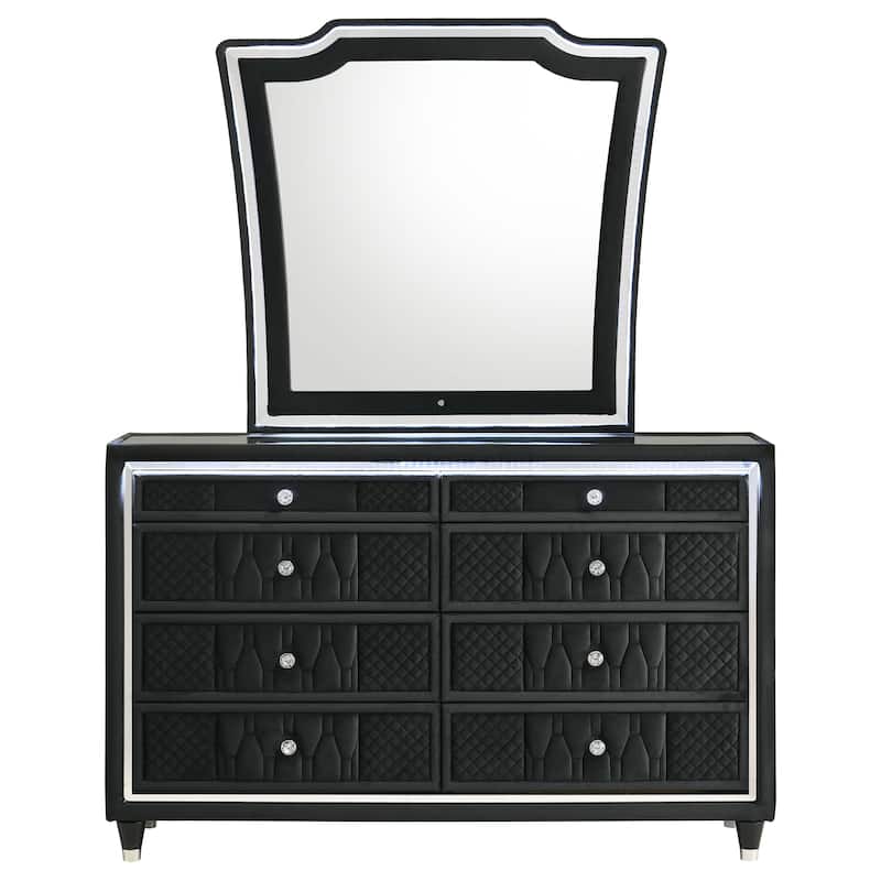 Lorient 8-drawer LED Bedroom Dresser Cabinet Black