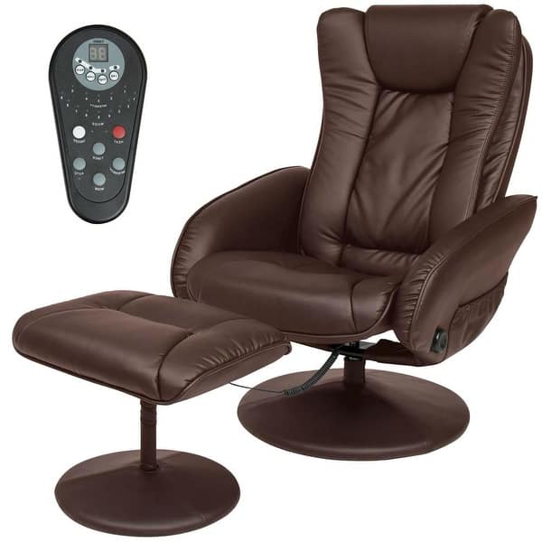 Sturdy Brown Faux Leather Electric Massage Recliner Chair W Ottoman Overstock 30705354