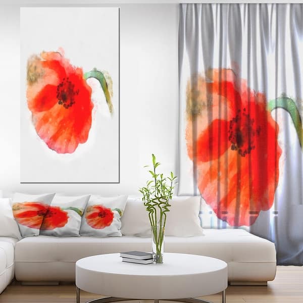 slide 2 of 10, Designart "Large Red Poppy on White Back" Flower Artwork on Canvas 28 in. wide x 60 in. high