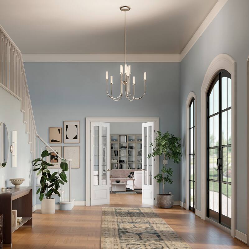 Moraine 30 Inch LED 10 Light 2-Tier Chandelier in Polished Nickel