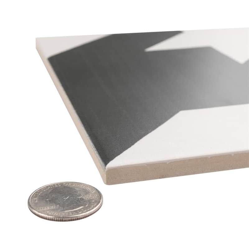 Merola Tile Caprice Tweed Black and White 7-7/8" x 7-7/8" Porcelain Floor and Wall Tile