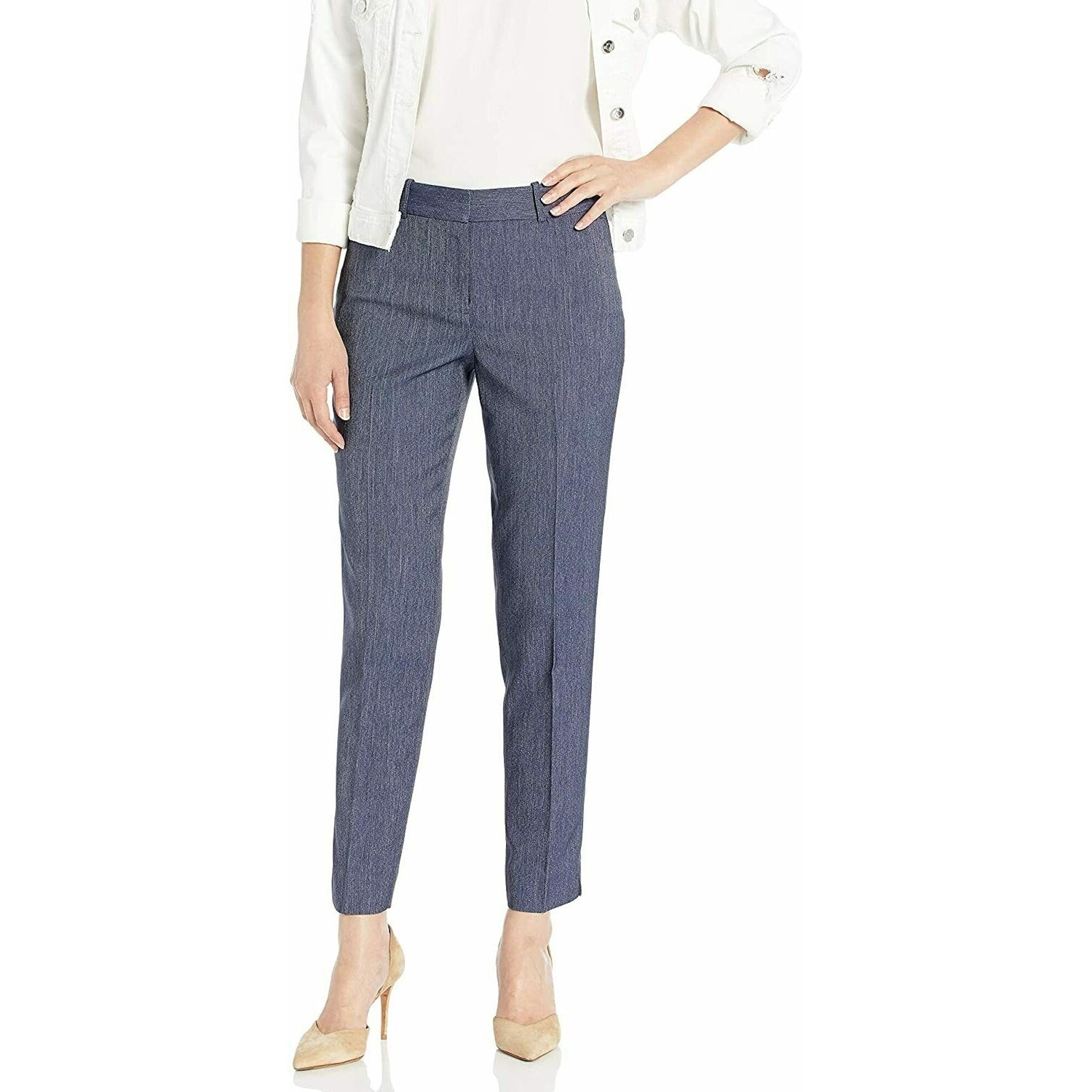 Tahari Womens Navy Heather Straight Leg Wear To Work Pants Size 18 On Sale Overstock 32286030