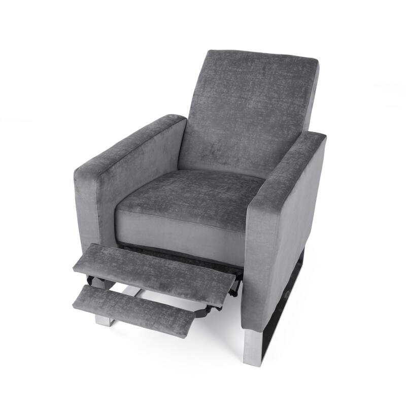 Reki Push Back Manual Recliner Chair, Stainless Steel Legs, Gray