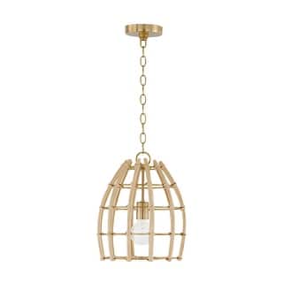 Wren 1-light Matte Brass Small Pendant w/ Handcrafted Rattan