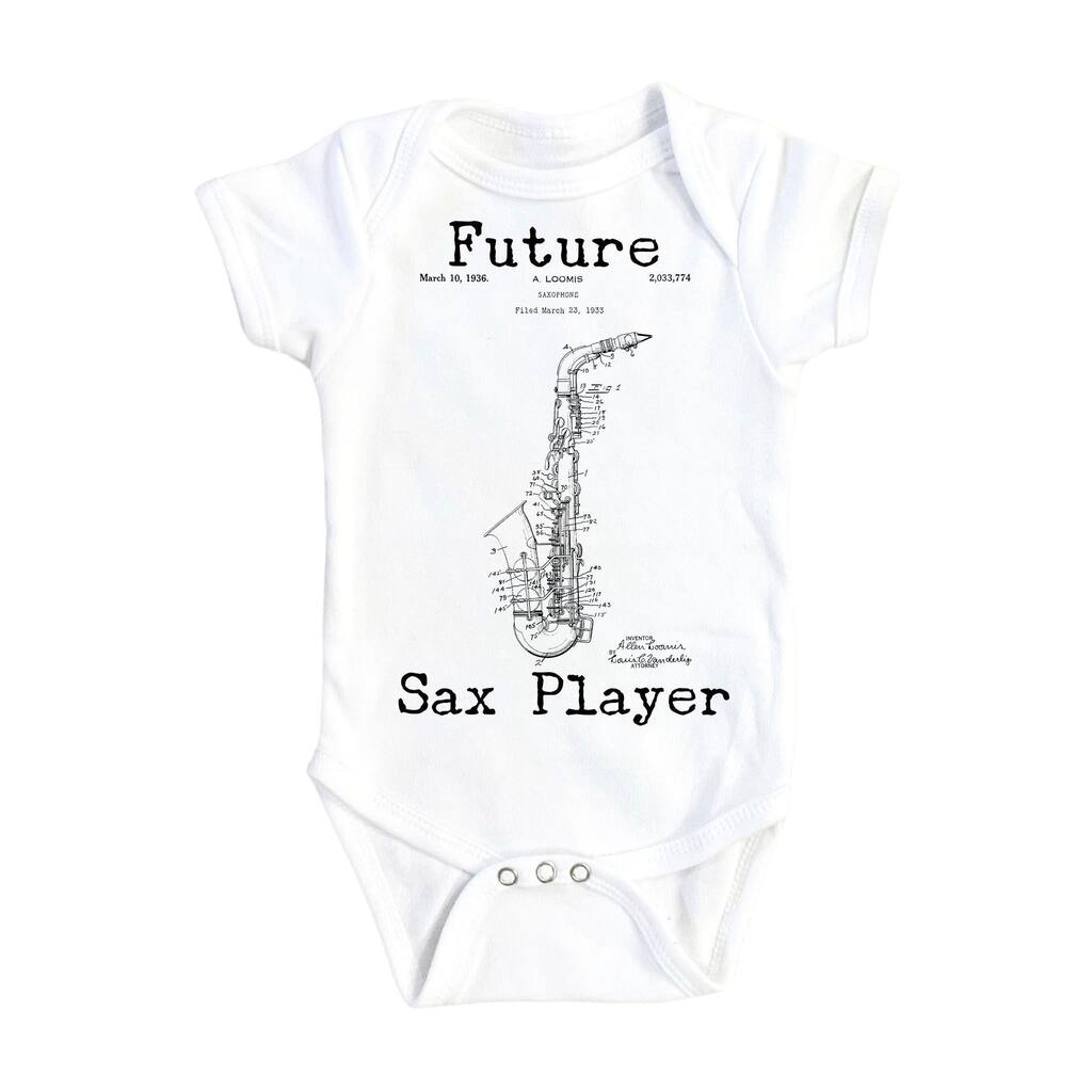 Saxophone Patent Musician - Baby Boy Girl Clothes Infant Bodysuit Funny Cute Newborn