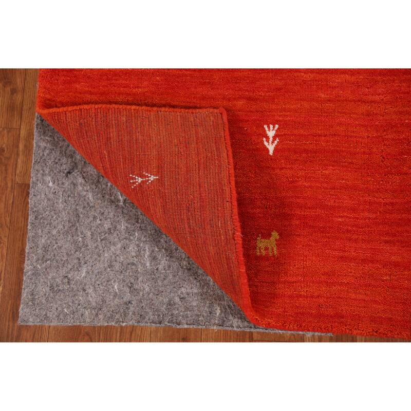 Hand Knotted Oriental 100% Wool Carpet Tribal Animal Pictorial Oranges & Rust Gabbeh Area Rug - 6' 6'' X 4' 6''