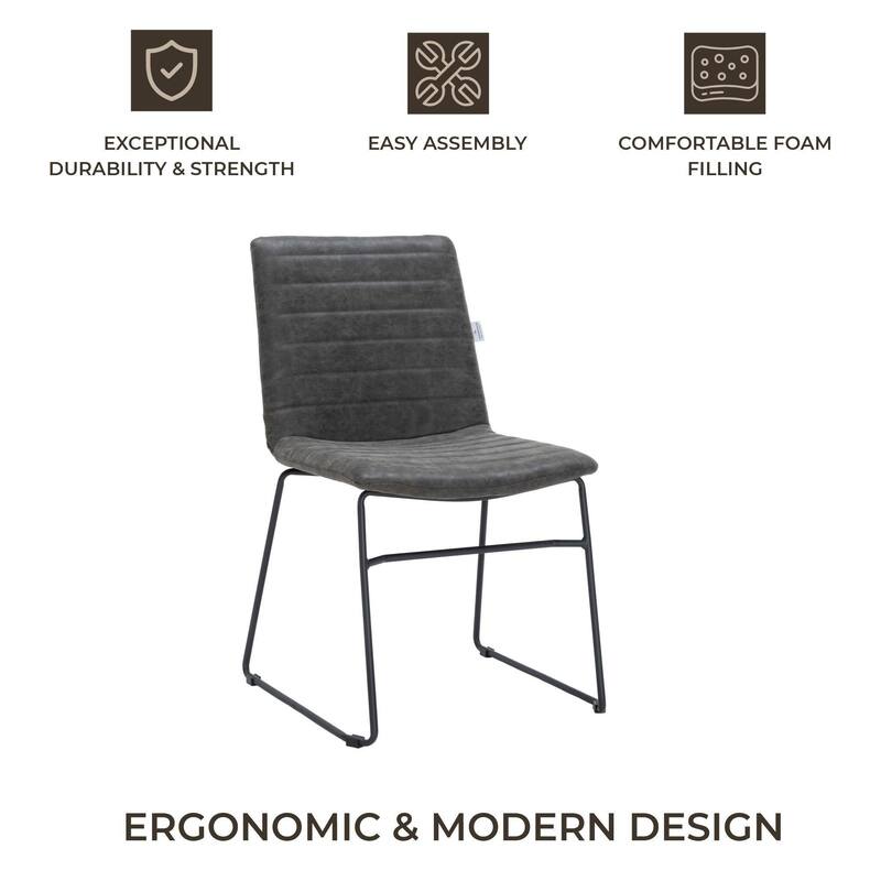 Zylar Modern Leather Guest Chair with Lumbar Support, Stainless Steel Base, High-Density Foam, Floor Protectors, 300 lb Capacity