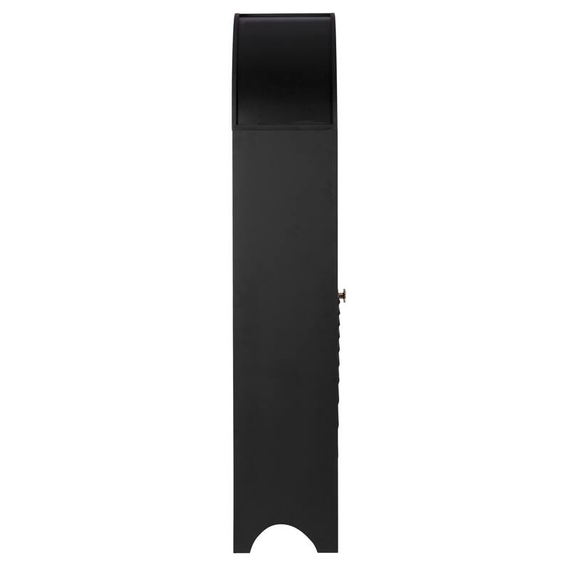61" Mid-Century Modern Arched Bookcase With Storage Doors - 5-Tier Black Display Cabinet