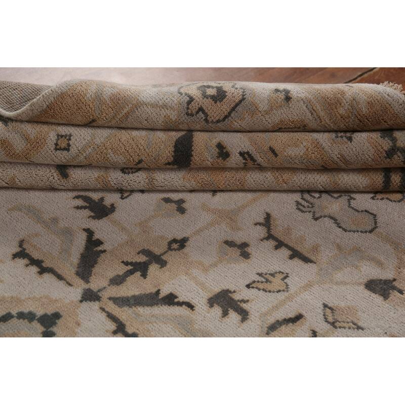 All-Over Floral Oushak Indian Area Rug Handmade Wool Carpet - 9'0" x 11'9"
