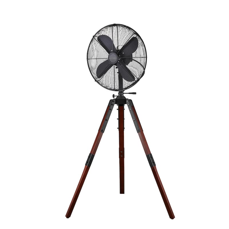 Star Fans Star Tripod 16-inch Stand Fan with Wooden Legs - Black