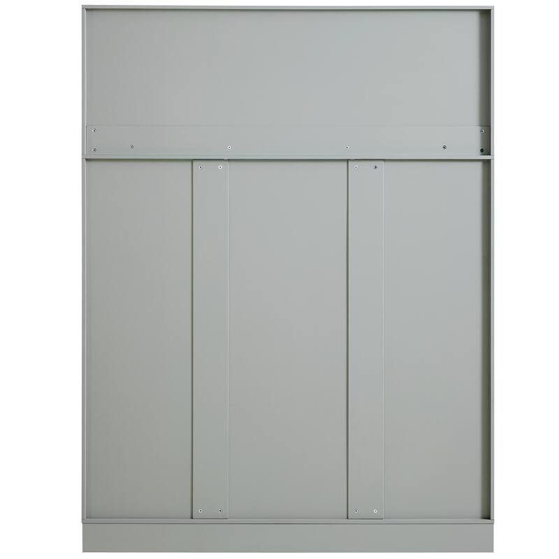 53" Modern Kitchen Pantry Cabinet with 6 Doors, Pull-Out Trays & Wine Rack